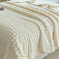 thumbnail image 5 of Popular Picks,40x28 In Fleece Throw Blanket For Couch Soft Warm Fluffys Cream Solid ColorBlanket Decorative And Giftable Striped Blankets, 5 of 6
