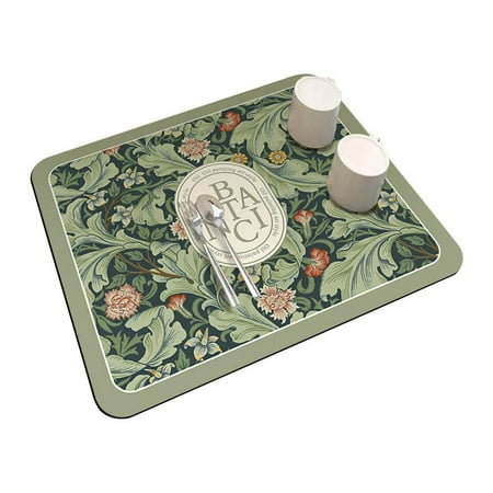 

Tohuu Vintage Floral Plates Dish Drying Mat Washable Tableware Mat Ultra Absorbent Draining Mat Printed Polyester Fabric Tech Cloth for Kitchen Counter well-suited