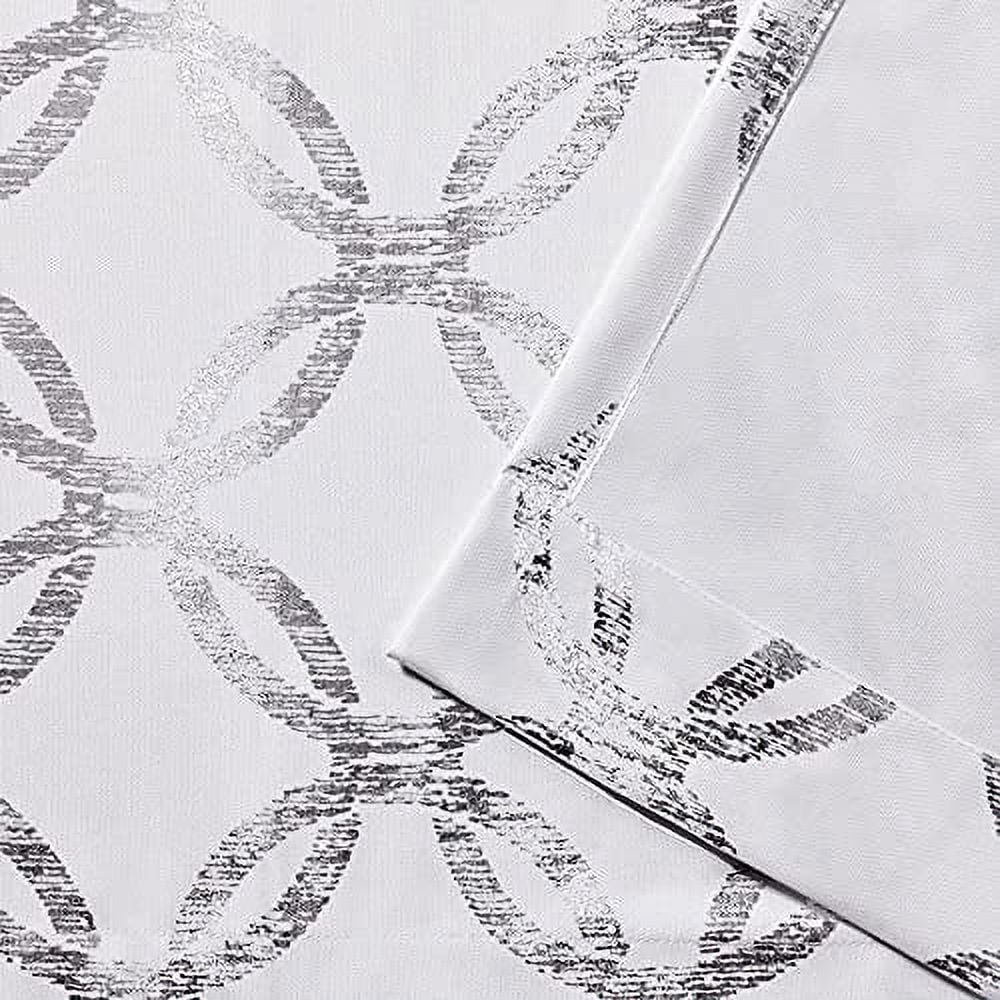 Exclusive Home Modo Metallic Geometric Grommet Top Curtain Panel Pair, 54"x63", Winter White