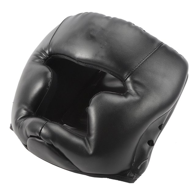 Casco de boxeo protector de cabeza de boxeo negro cómodo y transpirable de PU + espuma que absorbe los golpes para lucha tailandesa ANGGREK Otros