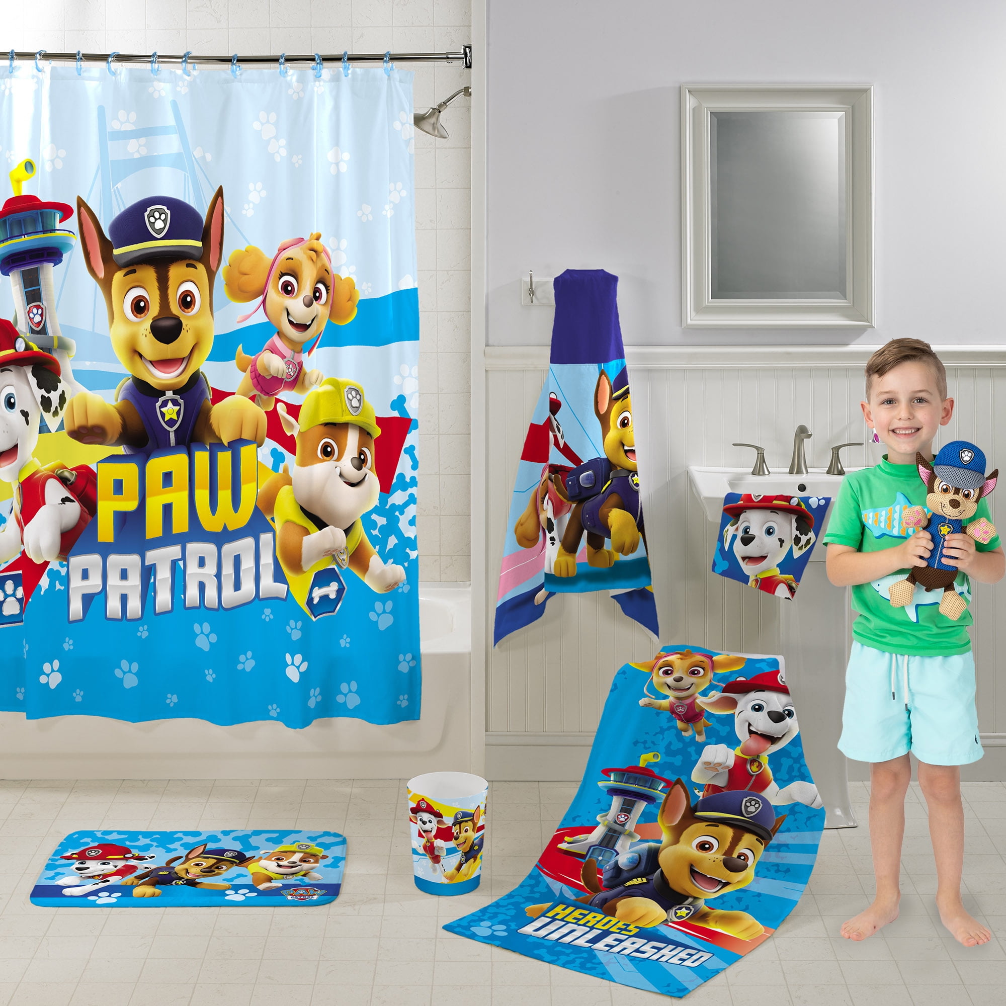Paw Patrol Kids 13 Piece Shower Curtain And Hook Set Com