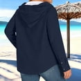 thumbnail image 4 of FRSASU Cotton Linen Hoodies for Women Button Down Sun Protection Casual Plus Size Long Sleeve Summer Vacathion Beach Tops Navy, 4 of 7