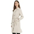 thumbnail image 2 of Giolshon Women's Faux Suede Trench Coat Classic Long Double Breasted Overcoat Belted Lapel Jacket, 2 of 6