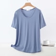 thumbnail image 2 of Besolor Plus Size Pajamas Tops for Women Summer Lightweight Casual Comfy Crewneck Short Sleeve Shirts Homewear, 2 of 7