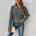 thumbnail image 6 of Womens Cable Knit Sweaters Long Sleeve V Neck Sweater Tops Casual Pullover Shirts Fall Fashion Outfits Dark Gray S, 6 of 7