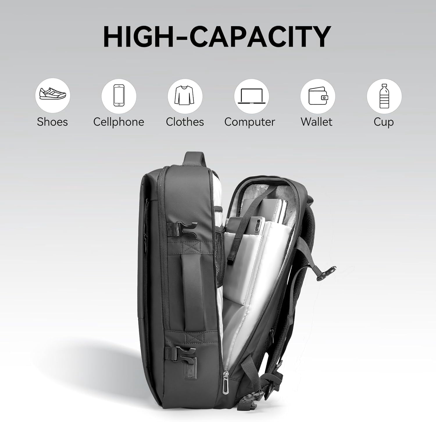 MARK RYDEN Business Laptop Backpack for Men, 30L Water-Resistant Anti-Theft Travel Backpack with USB Charging Port, Fits 17.3 Inch Laptop, Work & College Bag (Graphite Gray)