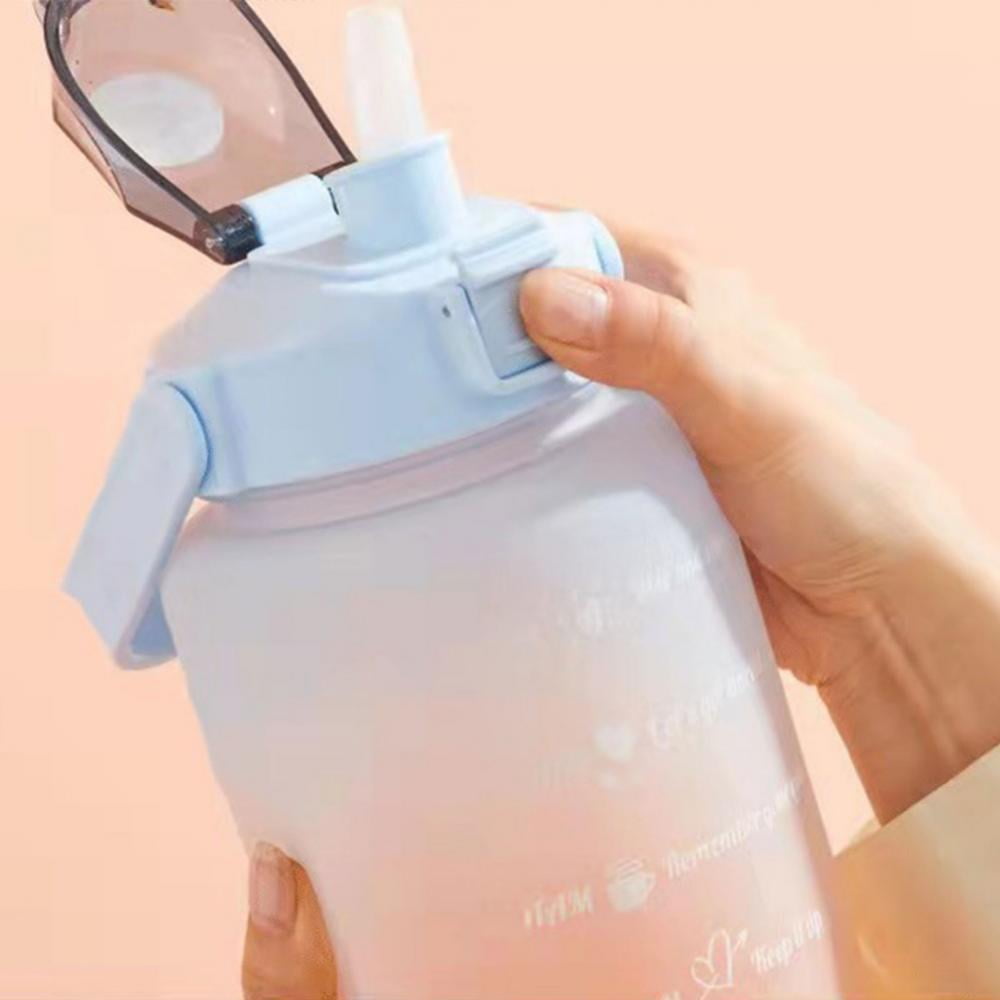 Leakproof Gradient Color Water Bottle Time Mark Straw Bpa - Temu
