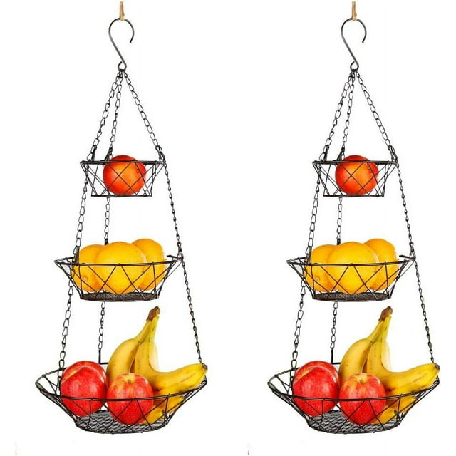 Cesta colgante de cocina de 64,5 cm para más espacio Cesta de frutas colgante - Cesta colgante de frutas para cocina - Fruteros para colgar 1 pieza