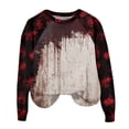 thumbnail image 4 of WTOBBY Women's Casual Raglan Sleeve Sweater Top with Halloween Print, Fashion Long Sleeve Round Neck Design for Cozy Wear, Perfect for Autumn and Casual Styles,Deep Red 5XL, 4 of 4