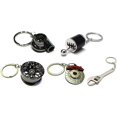 thumbnail image 1 of GT//Rotors Five Piece Auto Parts Metal Key Chain Set - Spinning Turbo Keychain, Six Speed Manual Gearbox Keychain, Wheel Tire Rim Keychain, Red Brake Rotor Keychain, Silver Wrench Keychain, 1 of 4