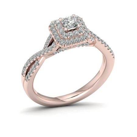 Imperial 1/2ct TDW Princess Cut Diamond 10K Rose Gold Twist Shank Engagement Ring