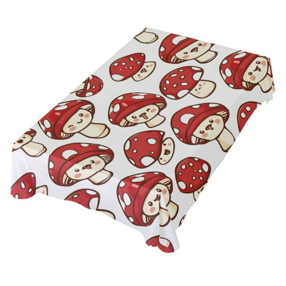 JSTEL Cute Mushrooms Table Cloth Square 54 x 54 Inch Tablecloth Anti Wrinkle Table Cover for Dining Kitchen Parties