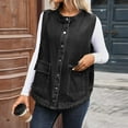 thumbnail image 6 of ClodeEU Women's Oversized Denim Vest, Sleeveless Mid Long Button Down Jeans Jackets ,Vests Tops Waistcoat ﻿ Black,Womens Plus L, 6 of 7