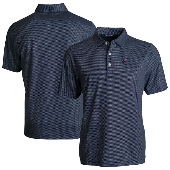 Men's Cutter & Buck Navy Houston Texans  Americana Pike Eco Symmetry Print Stretch Recycled Polo