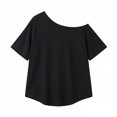 thumbnail image 4 of Seffadzy Womens Oversized T-Shirts Short Sleeve Off The Shoulder Loose Fit Tops Casual Summer Daily Workout Yoga Shirts, 4 of 5