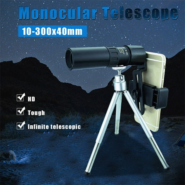 Telescopio Zoom 10-300X40mm Monocular, Monocular Telescopio Porttil, Ideal para Camping, Alta Definicin, Resistente al Agua, Plegable, Metal Frame, Para Observacin de Naturaleza, para