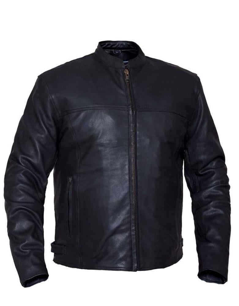 Men's Premium Lightweight Motorcycle Leather Jacket,Black,Size - 3XL ...