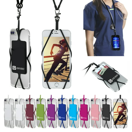 Cell Phone Lanyard Strap, Gear Beast Universal Smartphone Case Cover Holder Lanyard Necklace Wrist Strap With ID Card Slot For iPhone X 8 7 6S 6 Plus Galaxy S9 S8 S7 S6 Edge Note 8 5 and Other (Best Prank Phone Call App For Iphone)
