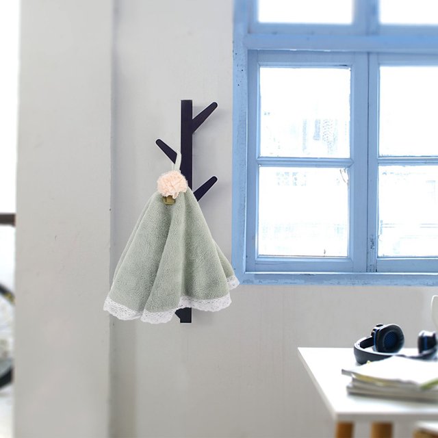 unbranded 1Ud Toalla De Cocina Redonda Verde De Tela Coral Fleece Absorbente Y Lavable