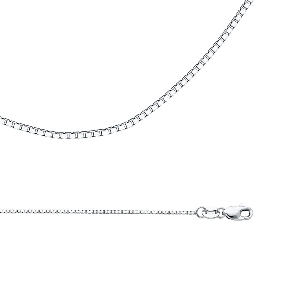 Chain Style Box Chains Polished Solid 16 in 18K White Gold 0.70mm Box Chain