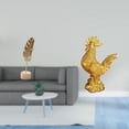 thumbnail image 2 of Escultura de hoja de metal, estatua de hoja decorativa, figura de pollo, estatua de animal de resina de gallo, base de madera de hierro creativa, adec, 2 of 8