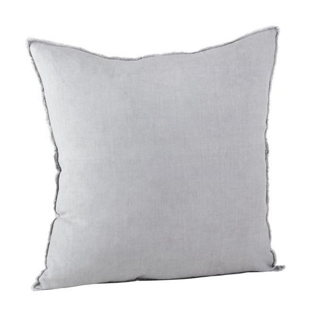 SARO 13049.GY20S 20 in. Square Fringed Design Linen Pillow with Down Filled Grey