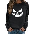 thumbnail image 5 of WEIWEN Halloween Sweatshirt for Women 2026 Funny Pumpkin Face Printed Crewneck Long Sleeve Tops Women's Clothing Dressy Casual Fall Outfits for Women Sweaters Black, S, 5 of 6