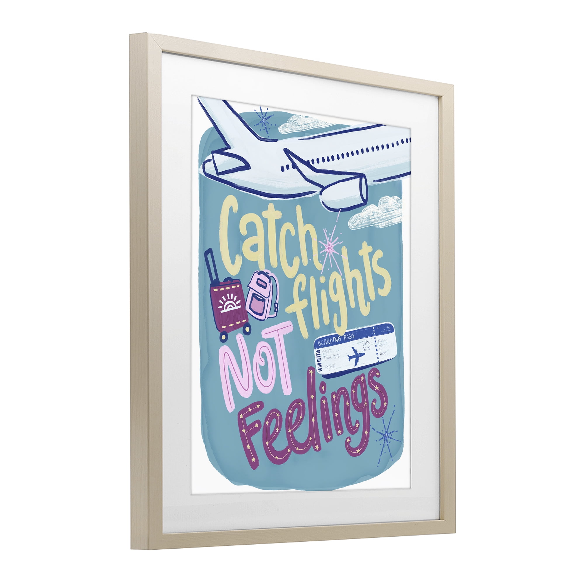 Stupell Industries Catch Flights Not Feelings Birch Framed Print Under Glass, design by Connie Summers