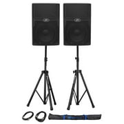 (2) Peavey PVXP12DSP 12" Powered DJ/PA Speakers w DSP+128dB SPL+Stands+Cables