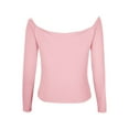 thumbnail image 5 of Sexlip Women Off Shoulder Double Lined Long Sleeve Shirts Basic Going Out Tops Pink S, 5 of 6