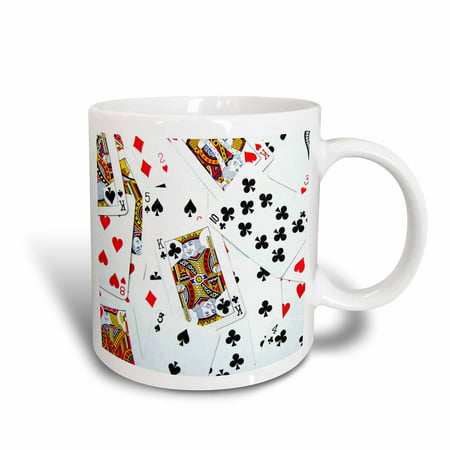 3dRose Scattered playing cards photo - for card game players eg poker bridge games casino las vegas night, Ceramic Mug,