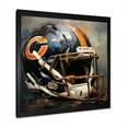 thumbnail image 2 of Designart "Vintage American Football Helmet in Black and Orange I" Sports Framed Wall Art Decor - Modern Black Sport Football Living Room Framed Canvas Art, 2 of 6