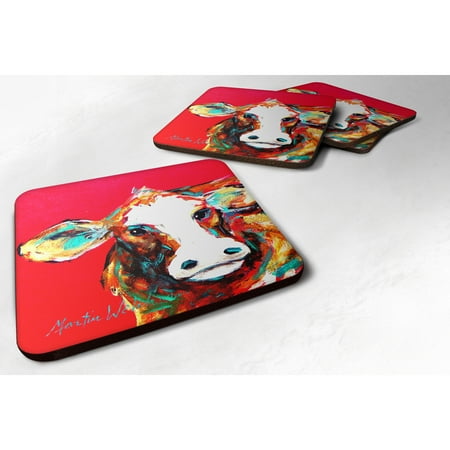 

Carolines Treasures MW1014FC Cow Caught Red Handed Foam Coaster Set of 4 3 1/2 x 3 1/2 multicolor