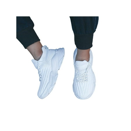 

UKAP Children Athletic Shoes Lace Up Sneakers Knit Upper Running Shoe Comfort Trainers Boys Sock Sneaker Sport Lightweight White 3Y