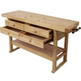 thumbnail image 2 of 60" Rubberwood Workbench With 4 Drawers Vices Heavy Duty Wooden Work Table For Garage Workshop Home Office, 2 of 9