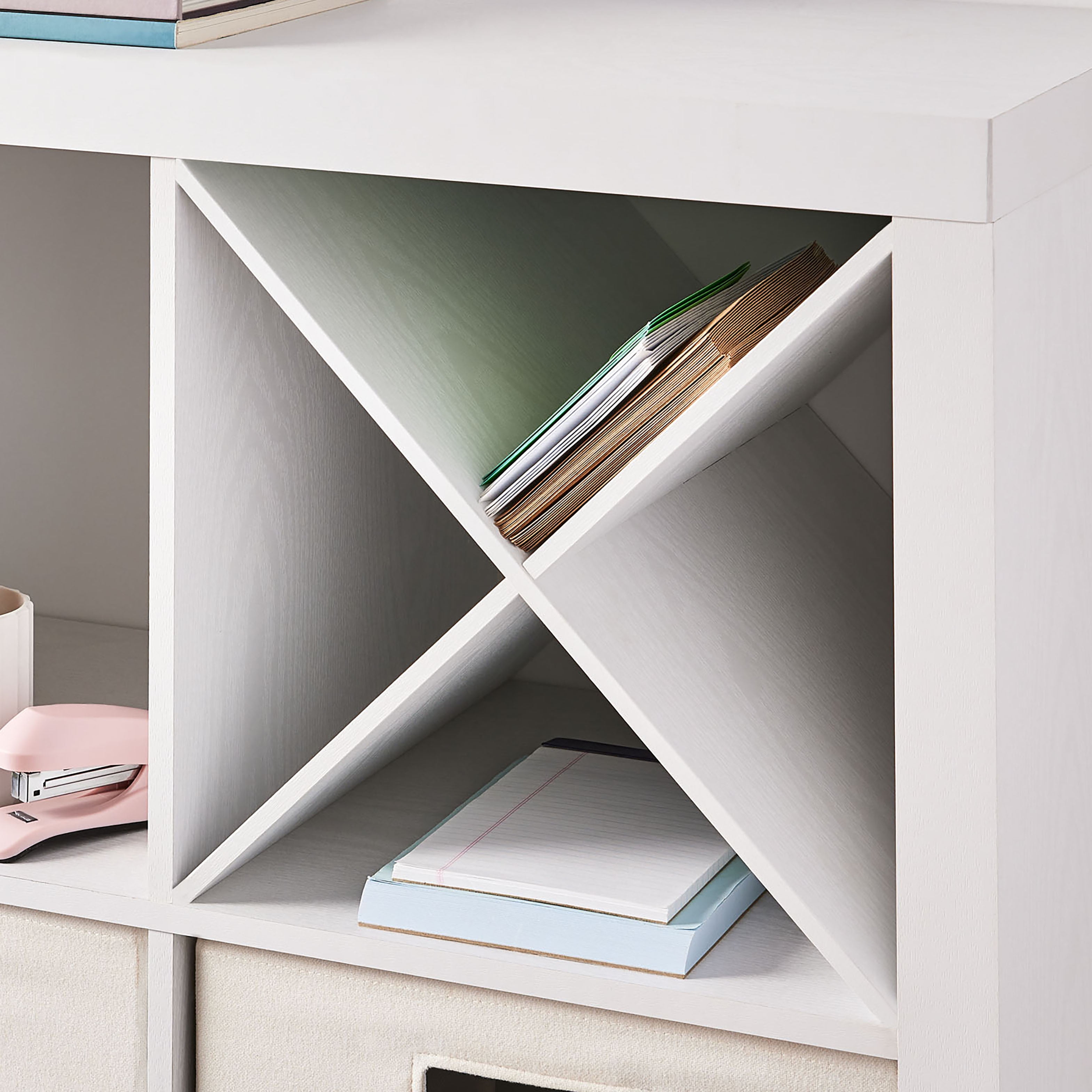 (2 pack) Better Homes & Gardens X Shelf Insert for Cube Organizers, White Texture