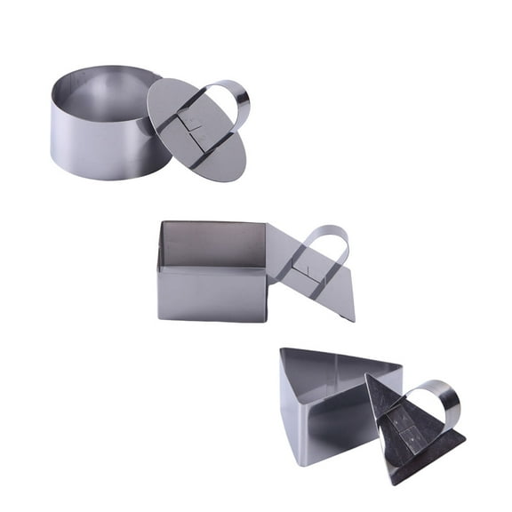 3 Pieces Cake Ring Set Biscuit Cutter Stainless Steel Pastry Ring for Baking