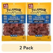 (2 pack) Tillamook Country Smoker, Sea Salt & Pepper Beef Jerky, 8 oz Bag