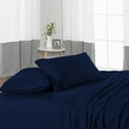 thumbnail image 4 of PURE DREAMS Hotel Style Sheet Set 4 Piece-800 Thread Count, 100% Cotton, Flat Sheet, 16" Deep Pocket Fitted Sheet & 2 Pillowcases-Navy Blue Stripe, Olympic Queen Size, 4 of 7