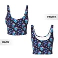 thumbnail image 5 of Lsque Skull Flower Blue Printed Women'S Sports Bra, Compression, Moisture Wicking, High-Impact Sports Bra For Women,Supportive sports bra-Large, 5 of 9