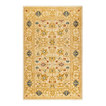 Eclectic, One-of-a-Kind Hand-Knotted Area Rug - Ivory, 4' 1" x 6' 5"