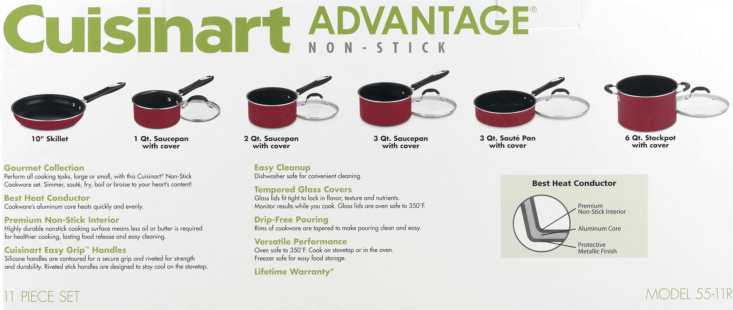cuisinart advantage 11 piece nonstick cookware set