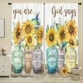 thumbnail image 3 of Sunflower Bible Verse Curtains Christian Quotes Farmhouse Rustic Floral Flower Scripture Rod Pocket Retro Hummingbird Wooden Plant Bedroom Living Room Treatment Fabric 2 Panels 52Wx84H Inch, 3 of 6