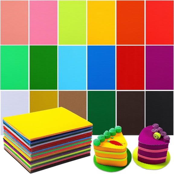 108 Sheets Colored Corrugated Cardboard 8.3 x 11.7 Inches Bright Corrugated Paper Sheets Decorative Paper for DIY Art Crafts Signs Projects, 18 Colors
