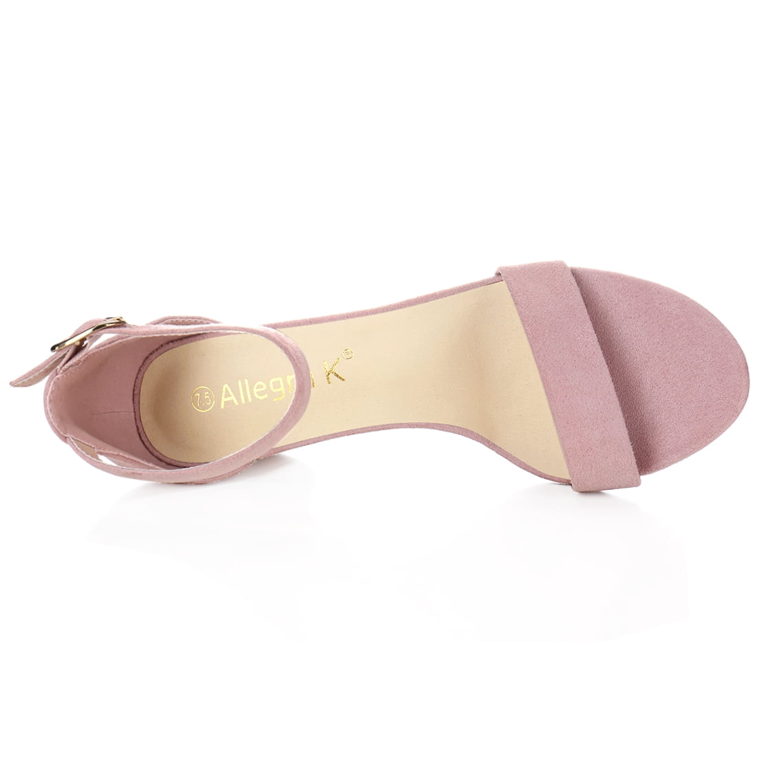 DARING DIVA Women's Open Toe Block Heel Ankle Strap Sandals Light Pink 7