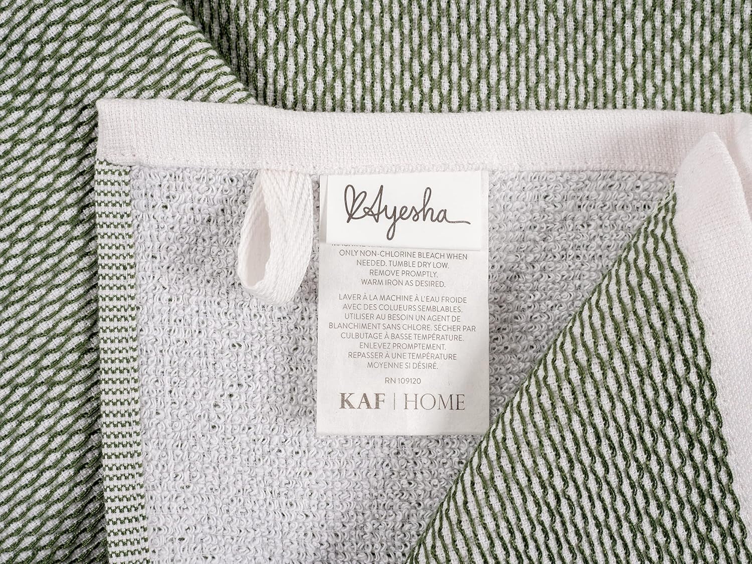 KAF Home Ayesha Curry Cotton Kitchen Towels Set, Absorbent Dish Towels, 18” x 28”, Green, 6 Pack