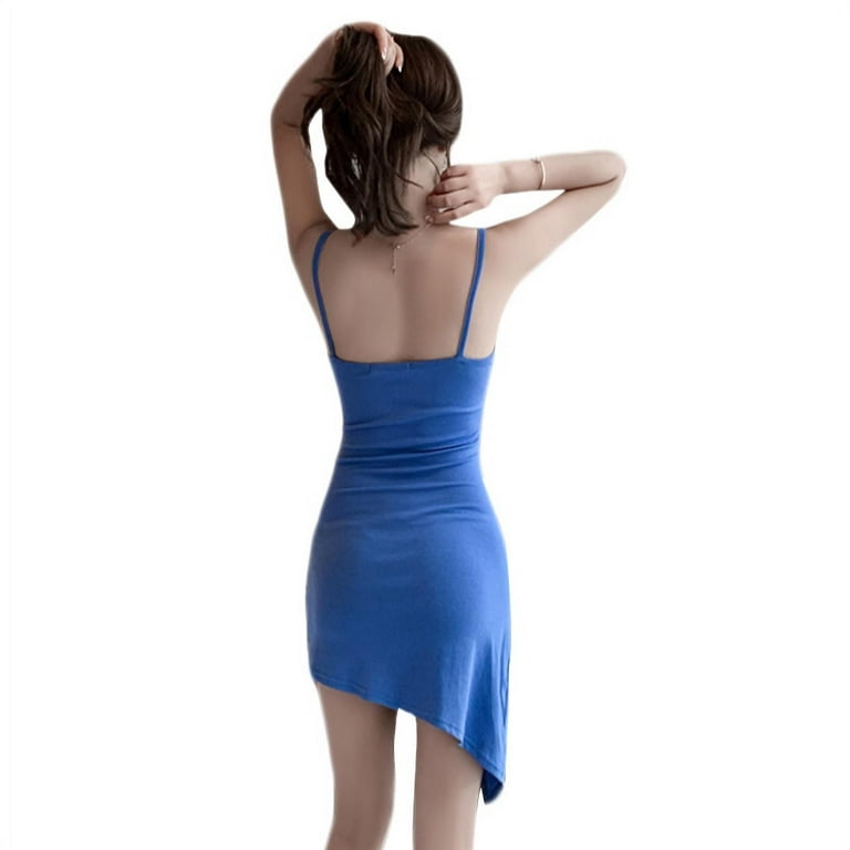 Sexy V-Collar Solid Color Irregular Sling Evening Dress Sexy V-Collar Solid Color Irregular Sling Evening Dress