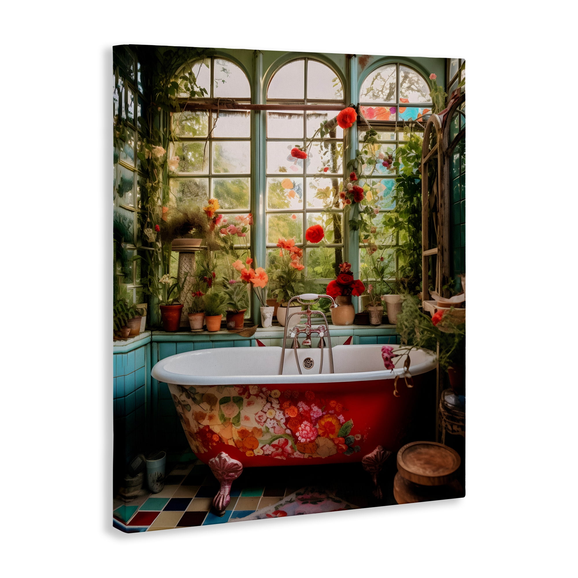 Floral Sunroom Tub Canvas Wall Art, design by Lettered and Lined