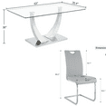 thumbnail image 2 of Sumdeal 63" Glass Dining Table Set for 6,Silver Dining Room Table Set for 6,Modern Kitchen Table and PU Leather Chairs for 6,Gray with Silver Leg C Shape, 2 of 8
