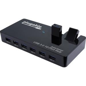 Plugable 2 Flip-Up Ports with BC 1.2 Charging Support for Android, Apple iOS, and Windows Mobile Devices - USB - External - 10 USB Port(s) - 10 USB 3.0 Port(s) - Linux, Mac, PC 48W 2 CHARGE